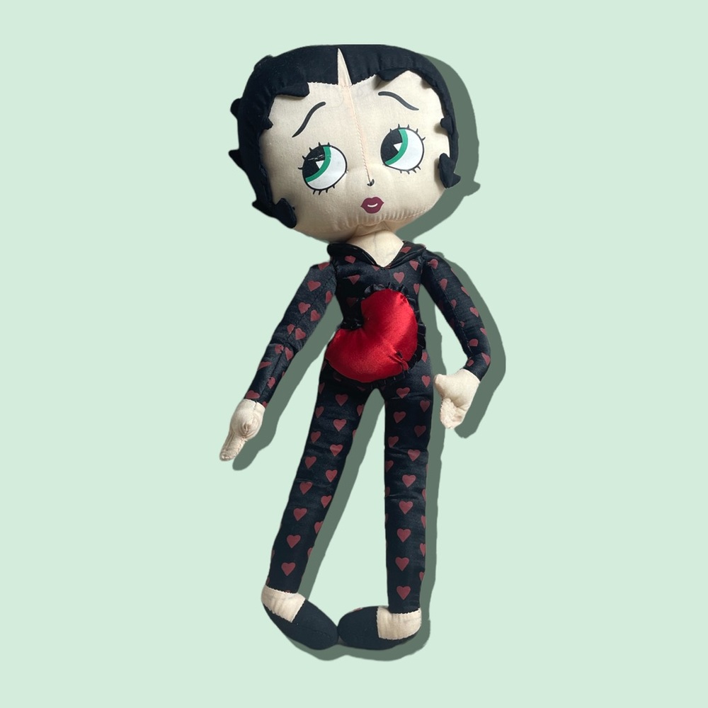 Vintage Heart Print Pajama Betty Boop Plush Stuffed Animal Toy 2005 - Picture 1 of 8